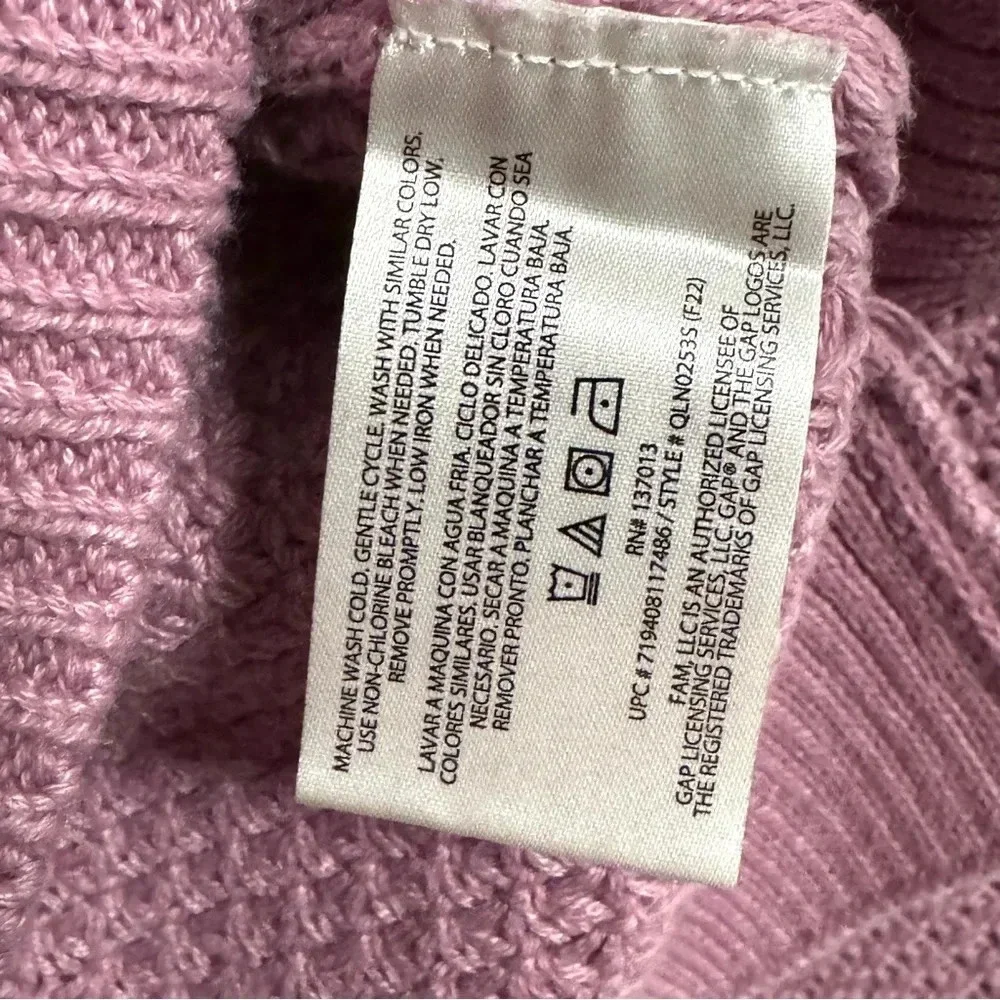 GAP Raglan Sleeve Textured Crewneck Sweater Mauve Lavender Purple Size Medium